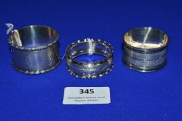 Three 1920's Silver Napkin Rings ~54g total
