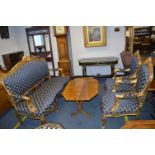 French Louis Style Carved Gilt Wood Three Seat Sofa and Two Armchairs