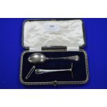 Hallmarked Sterling Silver Christening Set Comprising Spoon and Pusher