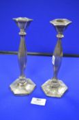 Pair of Hallmarked Silver Candlesticks Presented in Grimsby 1934 (AF)