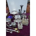 Electroplate Condiment Sets, Teapots, Epergne, etc.