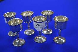 Set of Six Hallmarked Sterling Silver Liqueur Goblets