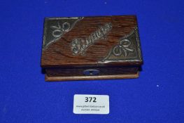 Hallmarked Sterling Silver Mounted Oak Stamp Box