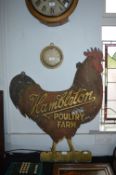 Hand Painted Metal Chicken Advertising Farm for Hamilton Poultry Farm 3ft tall