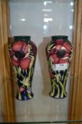 Pair of Modern Moorcroft Vases 8" tall