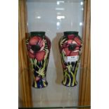 Pair of Modern Moorcroft Vases 8" tall