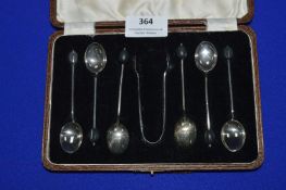Hallmarked Sterling Silver Teaspoon Set with Coffee Bean Decoration