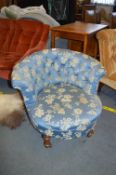 Circular Nursing Chair with Blue Floral Upholstery