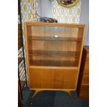 Retro Teak Glazed Front Bookcase/Display Cabinet