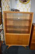 Retro Teak Glazed Front Bookcase/Display Cabinet