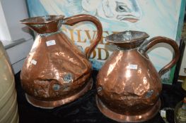 Two Beaten Copper Jugs