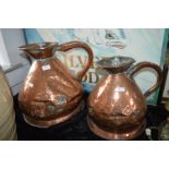 Two Beaten Copper Jugs