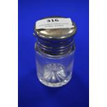 Cut Glass Jar with Hallmarked Sterling Silver Hinged Lid