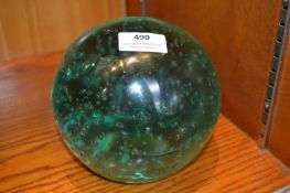 Large Globe Shaped Green Glass Dump