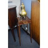 George III Mahogany Urn Table with Oak Candle Slide circa 1800 and a Metal Tea Urn