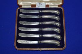 Cased Set of Six Hallmarked Silver Butter Knives