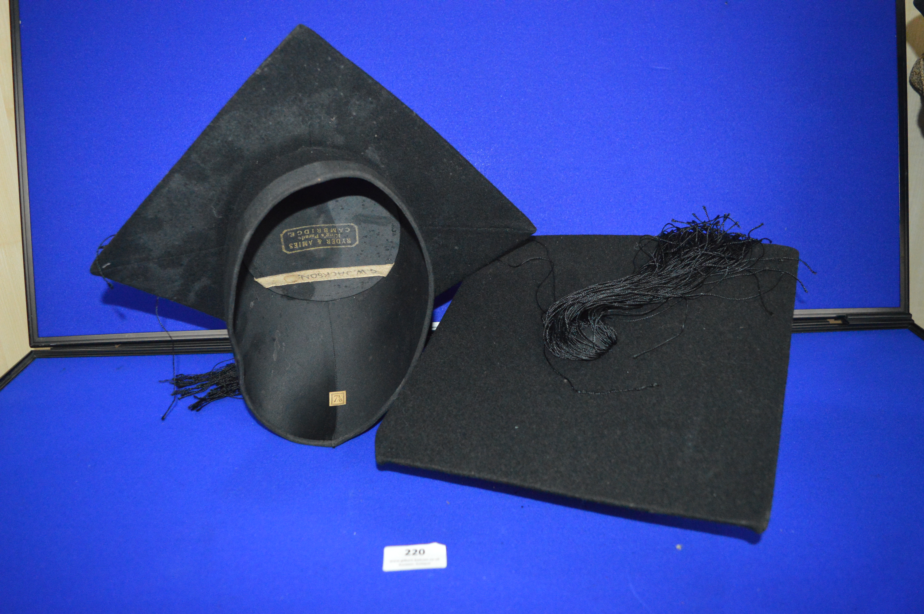 Two Scholars Mortar Boards (one Cambridge, one Oxford)