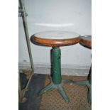 Singer Adjustable Sewing Stool with Painted Wooden Seat on Cast Iron Base