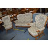Ercol Suite Comprising Two Seat Sofa and Two Wingback Armchairs