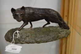 Signed Limited Edition Bronze Figure by Mona Croome Carroll 1994 - Fox on a Rock