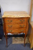 Bombe Front Three Drawer Cabinet with Marble Top