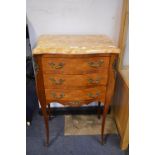 Bombe Front Three Drawer Cabinet with Marble Top