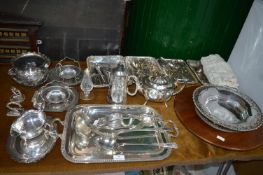 Electro Plate Cutlery, Serving Dishes, Trays, Tea & Coffee Pots, Lazy Susan, etc.