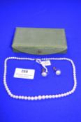 Peral Necklace and Earrings Set with 9ct Golf Mounts