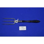 Hallmarked Silver Toasting Fork with Ebony Handle - Birmingham 1899