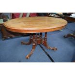 Victorian Mahogany Oval Tilt Top Dining Table on Quadripartite Base