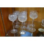 Set of Six Cut Crystal Wine Glasses plus Two Others