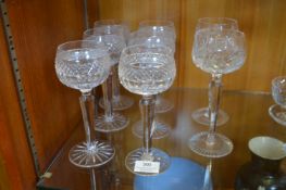 Set of Six Cut Crystal Wine Glasses plus Two Others