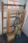 Wooden Clothes Horses, Dolly Stick, Vintage Vacuum Cleaner and Electric Heater