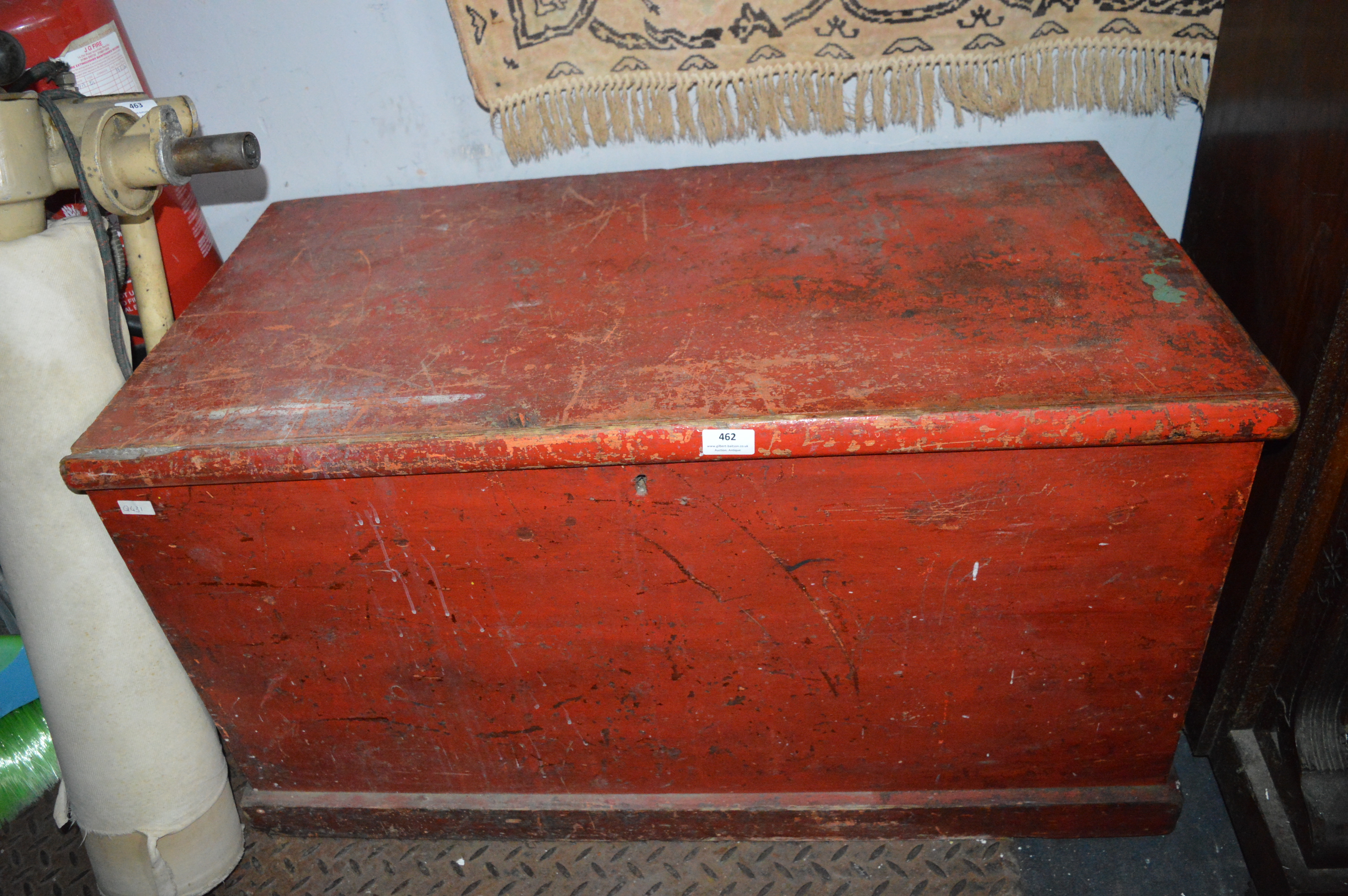 Victorian Red Painted Pine Blanket Box