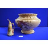 Large Royal Worcester Planter and a Small Ewer