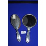 Hallmarked Sterling Silver Dressing Mirror and Brush