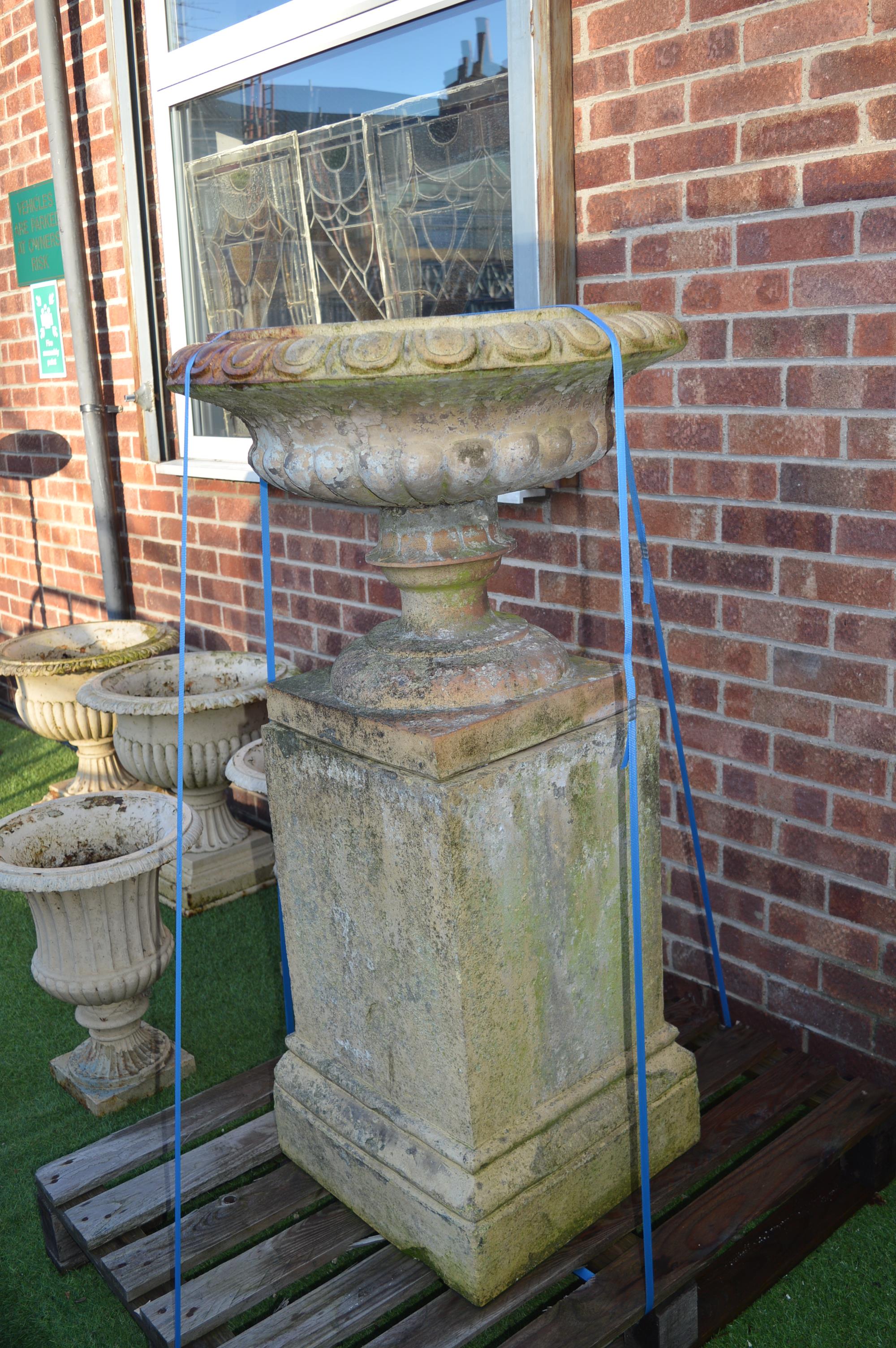 Stoneware garden Planter on Plinth 115cm tall