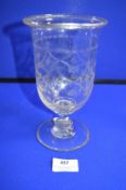 Large Hand Blown Etched Glass Goblet