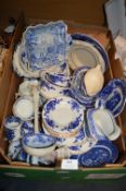 Blue & White China Plates Dishes, Ladle etc.