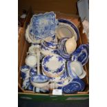 Blue & White China Plates Dishes, Ladle etc.