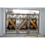 Three Leaded Glass Window Panes 32" x 21"