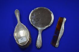 Hallmarked Sterling Silver Brush, Comb & Mirror Set with Monogram