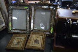 Two Reproduction Ornate Gilded Mirrors (one AF), plus Two Victorian Photo Frames