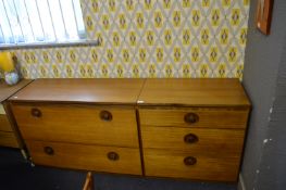 Retro Teak Storage Unit with Drop Down Bar, Three Drawers and a Sliding Top Storage Section