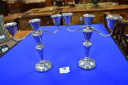 Pair of Small Hallmarked Sterling Silver Candelabras