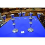 Pair of Small Hallmarked Sterling Silver Candelabras