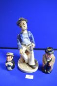 Pottery Figure of a Drunken Sailor plus Royal Doulton Winston Churchill Character Jug