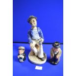 Pottery Figure of a Drunken Sailor plus Royal Doulton Winston Churchill Character Jug