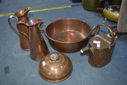 Copper Jam Pan, Two Jugs, Hot Water Bottle, etc.