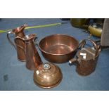 Copper Jam Pan, Two Jugs, Hot Water Bottle, etc.